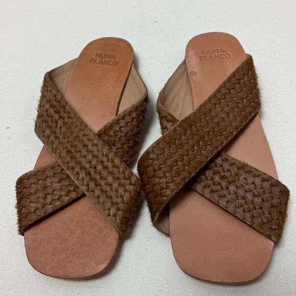 Huma Blanco Odessa Camel Pony Slide Sz. 37 (US 6.5) - Picture 4 of 8